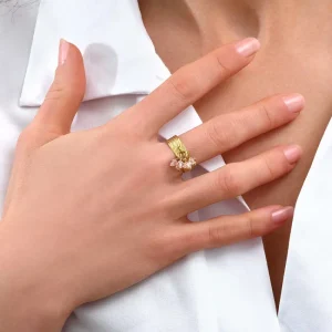 Siloé Bague breloque cristaux (Rose) Discount