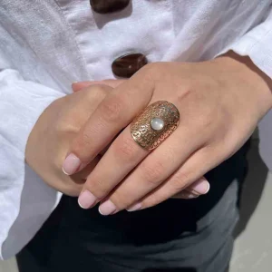 By Jollia Bague déesse pierre de lune (plaqué or) Outlet