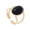 Viadoli Bague double pierre ovale (agate noire) Hot