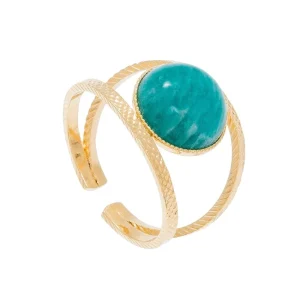 Viadoli Bague double pierre ronde (amazonite) New