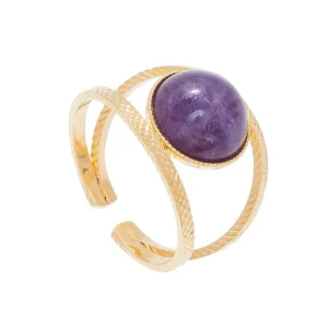 Viadoli Bague double pierre ronde (améthyste) Discount