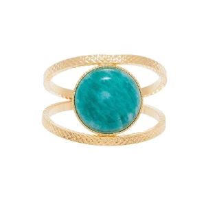 Viadoli Bague double pierre ronde (amazonite) New