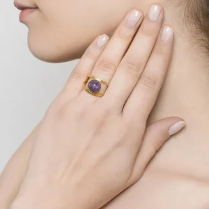 Viadoli Bague double pierre ronde (améthyste) Discount