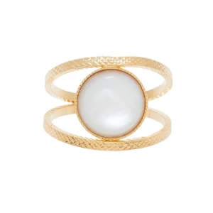 Viadoli Bague double pierre ronde (nacre) Clearance