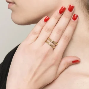 Siloé Bague double rangs et maillons (doré) Best