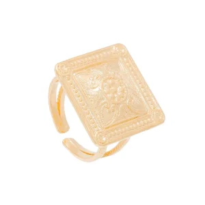 Viadoli Bague ethnique médaille carrée (plaqué or) Outlet