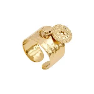 Siloé Bague large pendentif étoile ajourée (doré) Sale
