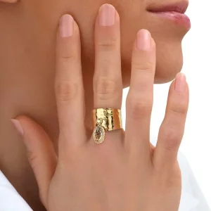 Siloé Bague large pendentif étoile ajourée (doré) Sale