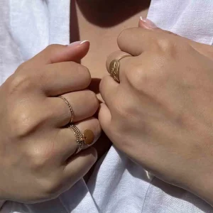 By Jollia Bague multirangs billes et médaille (plaqué or) Best