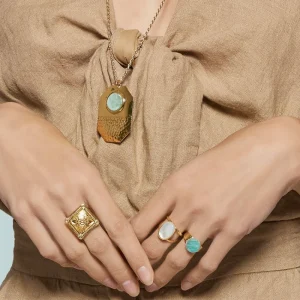 Viadoli Bague pierre ronde (amazonite) Discount