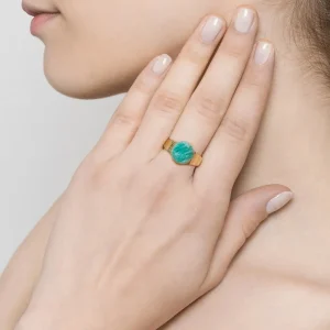 Viadoli Bague pierre ronde (amazonite) Discount