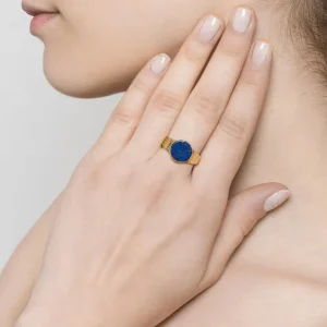 Viadoli Bague pierre ronde (lapis) Discount
