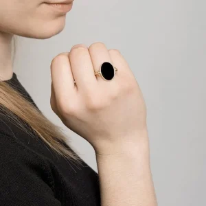 By Jollia Bague réversible noire émaillée à graver (plaqué or) Sale