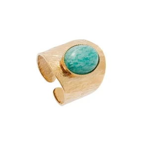 Viadoli Bague texturée XXL amazonite (plaqué or) Hot