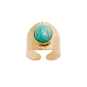 Viadoli Bague texturée XXL amazonite (plaqué or) Hot