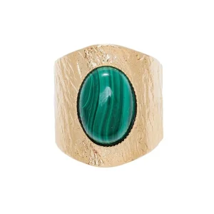 Viadoli Bague texturée XXL malachite (plaqué or) Hot