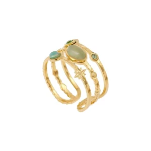 Siloé Bague triple rangs astres (vert) Sale