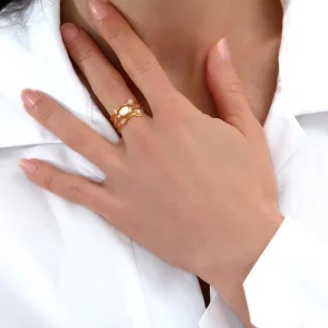 Siloé Bague triple rangs astres (zircons/nacre) New