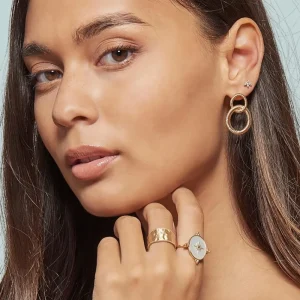 By Jollia Boucles anneaux entrelacés texturés (plaqué or) Hot