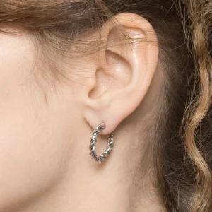 Siloé Boucles créoles torsadées (argenté) New
