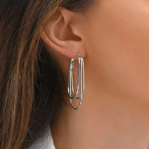 Siloé Boucles créoles triples anneaux acier Outlet