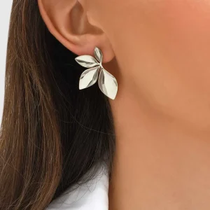 Siloé Boucles d'oreilles feuilles (acier) New