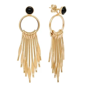 Viadoli Boucles d'oreilles hippie puces (agate noire) Clearance