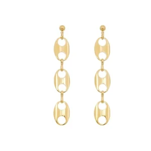 Viadoli Boucles d'oreilles maillons grains de café (doré) New