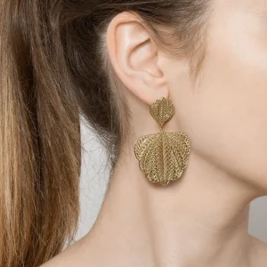 Siloé Boucles d'oreilles papillon ajouré (doré) New