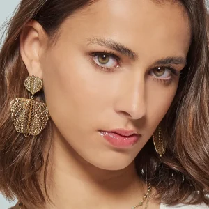 Siloé Boucles d'oreilles papillon ajouré (doré) New