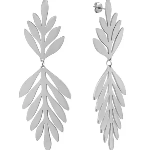 Siloé Boucles d'oreilles pendantes feuilles (acier) Outlet