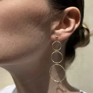 By Jollia Boucles d'oreilles triples anneaux pendantes (plaqué or) Clearance