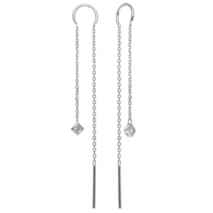By Jollia Boucles fines pendantes losange et zircon (argent) New