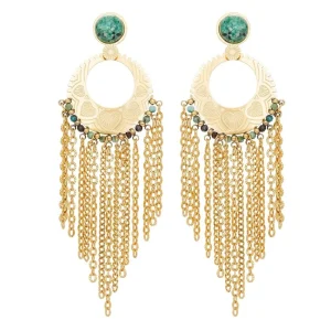 Siloé Boucles longues chaînes et pierres (turquoise africaine) Best