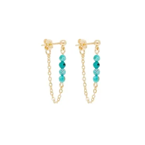 Viadoli Boucles pendantes chaîne pierres (turquoise) Online