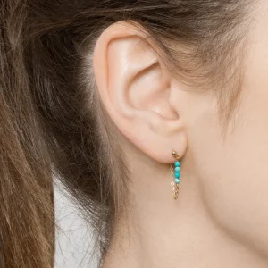 Viadoli Boucles pendantes chaîne pierres (turquoise) Online