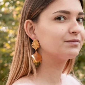 Viadoli Boucles pendantes feuilles Art déco Best