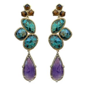 Siloé Boucles pierres oeil de tigre, jaspe africain, améthyste Sale