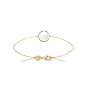 By Jollia Bracelet fin médaille nacre (plaqué or) Discount