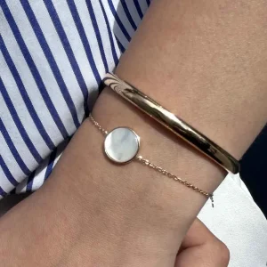 By Jollia Bracelet fin médaille nacre (plaqué or) Discount