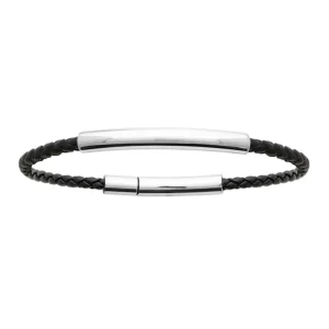 By Jollia Bracelet homme cuir noir simple Discount
