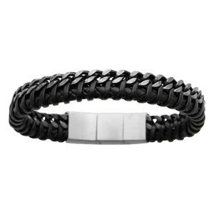 By Jollia Bracelet homme cuir noir épais Online