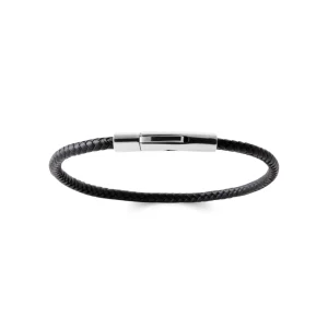 By Jollia Bracelet Homme cuir tressé noir Discount