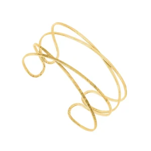 Siloé Bracelet Jonc croisé double rangs acier doré Discount