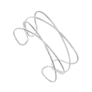 Siloé Bracelet Jonc croise double rangs acier Discount