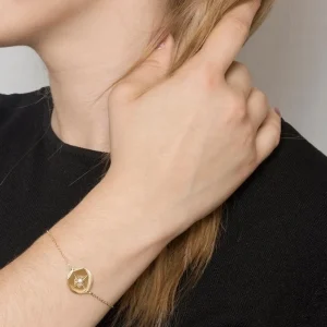 Zag Bijoux Bracelet médaille ajourée et strass (doré) New