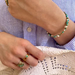 Siloé Bracelet multi perles naturelle (vert) Hot