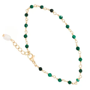 Siloé Bracelet perles fines malachite (doré) Discount