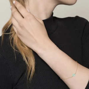 By Jollia Bracelet trèfle aqua (plaqué or) Hot