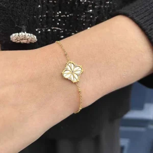 Siloé Bracelet Trèfle nacre nouveau charme doré Outlet